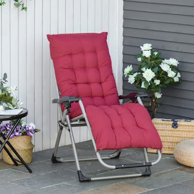 Outsunny Tumbona Plegable Silla Reclinable con Cojín Extraí Outsunny Tumbona Plegable Silla Reclinable con Cojín Extraí