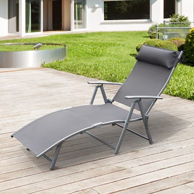Outsunny Tumbona Plegable de Jardín con Respaldo Ajustable Outsunny Tumbona Plegable de Jardín con Respaldo Ajustable