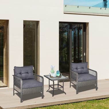Outsunny Conjunto de Muebles de Ratán 3 Piezas de Jardín 2 Outsunny Conjunto de Muebles de Ratán 3 Piezas de Jardín 2