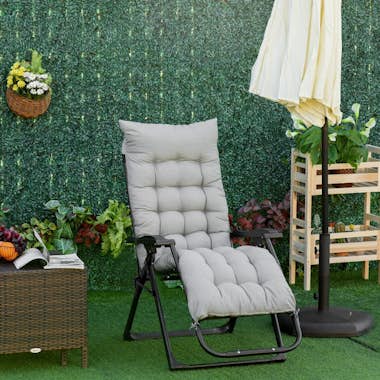 Outsunny Tumbona Plegable Silla Reclinable con Cojín Extraí Outsunny Tumbona Plegable Silla Reclinable con Cojín Extraí