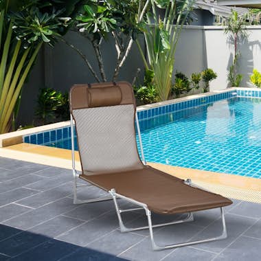Outsunny Tumbona Plegable y Reclinable de Jardín con Reposa Outsunny Tumbona Plegable y Reclinable de Jardín con Reposa