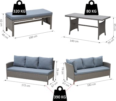 Outsunny Conjunto de Salón de Ratán para Jardín o Terraza G Outsunny Conjunto de Salón de Ratán para Jardín o Terraza G