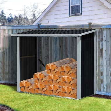 Outsunny Casetilla para Leña de Acero Galvanizado Cobertizo Outsunny Casetilla para Leña de Acero Galvanizado Cobertizo
