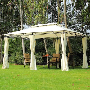 Outsunny Cenador de Jardín 3x4 m Marco Acero Gazebo con Dob Outsunny Cenador de Jardín 3x4 m Marco Acero Gazebo con Dob