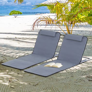 Outsunny Conjunto de 2 Esterillas de Playa con Respaldo Rec Outsunny Conjunto de 2 Esterillas de Playa con Respaldo Rec