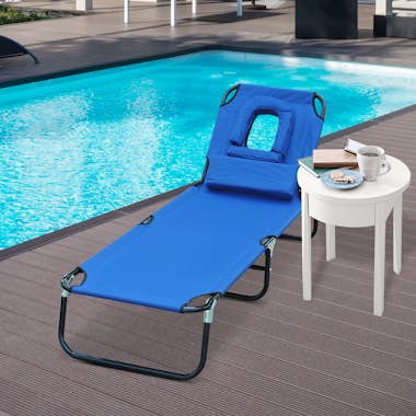 Outsunny Tumbona Reclinable y Plegable con Almohada para Le Outsunny Tumbona Reclinable y Plegable con Almohada para Le