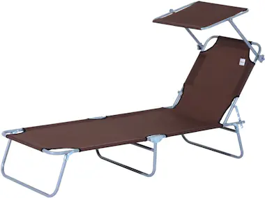 Outsunny Tumbona Plegable Marron Oxford Hierro 187x58x27cm Outsunny Tumbona Plegable Marron Oxford Hierro 187x58x27cm