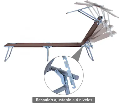Outsunny Tumbona Plegable Marron Oxford Hierro 187x58x27cm Outsunny Tumbona Plegable Marron Oxford Hierro 187x58x27cm