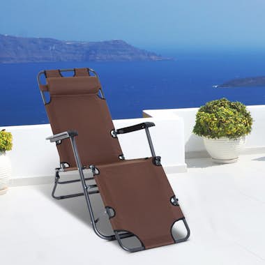 Outsunny Tumbona Reclinable y Plegable con Respaldo Ajustab Outsunny Tumbona Reclinable y Plegable con Respaldo Ajustab