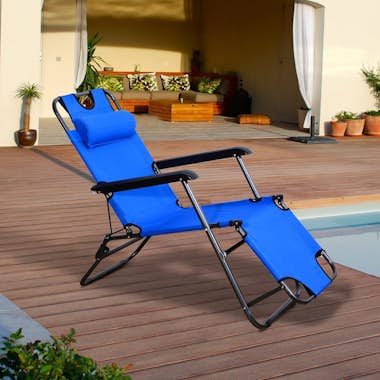 Outsunny Tumbona Reclinable y Plegable de Jardín - Color Az Outsunny Tumbona Reclinable y Plegable de Jardín - Color Az