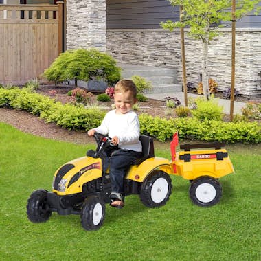 HOMCOM Tractor Pedal con Remolque para Niños 3 Años Jugue HOMCOM Tractor Pedal con Remolque para Niños 3 Años Jugue