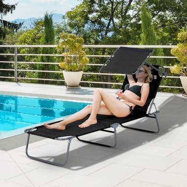 Outsunny Tumbona Plegable tipo Silla Reclinable para Exteri Outsunny Tumbona Plegable tipo Silla Reclinable para Exteri