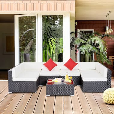 Outsunny Conjunto de Muebles para Jardín de Ratán 7 Piezas Outsunny Conjunto de Muebles para Jardín de Ratán 7 Piezas