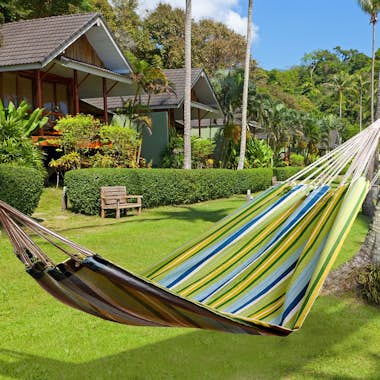Outsunny Hamaca de Algodón para Jardín 200x150 cm Hamaca Co Outsunny Hamaca de Algodón para Jardín 200x150 cm Hamaca Co