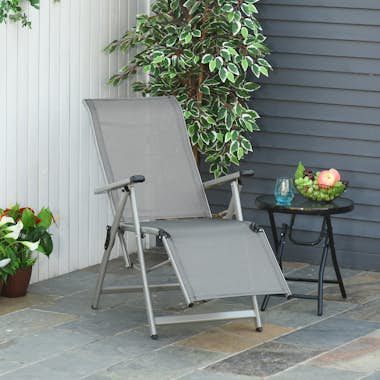 Outsunny Tumbona Plegable de Jardín Sillón Ajustable en 10 Outsunny Tumbona Plegable de Jardín Sillón Ajustable en 10