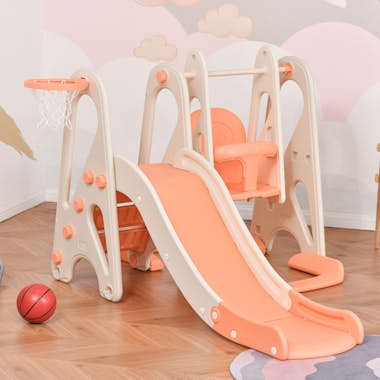 HOMCOM Columpio y Tobogán para Niños de +18 Meses Canasta HOMCOM Columpio y Tobogán para Niños de +18 Meses Canasta
