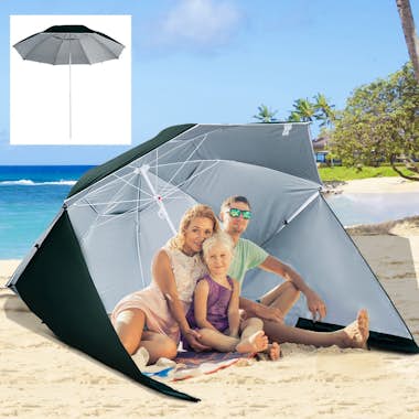 Outsunny Sombrilla de Playa con Paneles Laterales tipo Tien Outsunny Sombrilla de Playa con Paneles Laterales tipo Tien