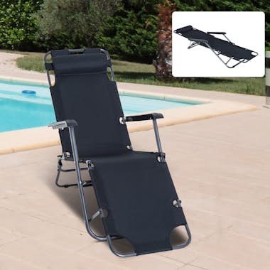 Outsunny Tumbona Reclinable y Plegable con Respaldo Ajustab Outsunny Tumbona Reclinable y Plegable con Respaldo Ajustab