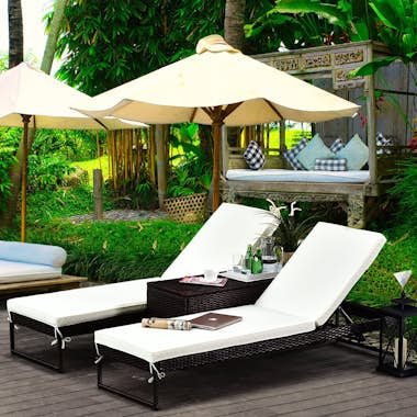 Outsunny Conjunto de 2 Tumbonas de Jardín con Cojines Acolc Outsunny Conjunto de 2 Tumbonas de Jardín con Cojines Acolc