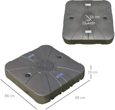 Outsunny Base para Sombrilla Rellenable de Arena y Agua con Outsunny Base para Sombrilla Rellenable de Arena y Agua con