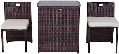 Outsunny Conjunto Muebles de exterior 1 Mesa y 2 Sillas par Outsunny Conjunto Muebles de exterior 1 Mesa y 2 Sillas par