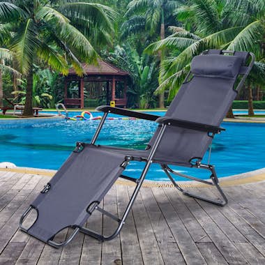 Outsunny Tumbona Reclinable y Plegable con Respaldo Ajustab Outsunny Tumbona Reclinable y Plegable con Respaldo Ajustab