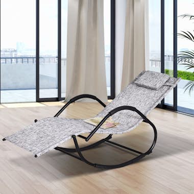 Outsunny Mecedora para Exterior Tumbona con Reposabrazos y Outsunny Mecedora para Exterior Tumbona con Reposabrazos y
