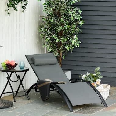 Outsunny Tumbona Reclinable con Respaldo Ajustable en 5 Pos Outsunny Tumbona Reclinable con Respaldo Ajustable en 5 Pos