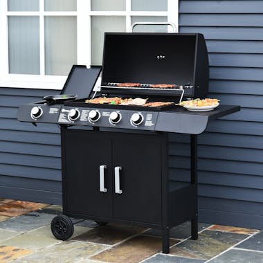 Outsunny Barbacoa de Gas con 5 Quemadores de Acero Inoxidab Outsunny Barbacoa de Gas con 5 Quemadores de Acero Inoxidab