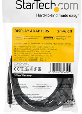 StarTech.com StarTech.com 2m - Cable USB-C a DisplayPort 1.2 - StarTech.com StarTech.com 2m - Cable USB-C a DisplayPort 1.2 -