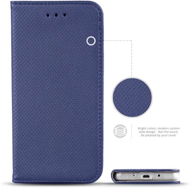 Moozy Funda para Samsung J3 2016, Azul Oscura - Flip Cov Moozy Funda para Samsung J3 2016, Azul Oscura - Flip Cov