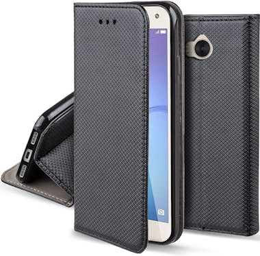 Moozy Funda para Huawei Y6 2017, Negra - Flip Cover Smar Moozy Funda para Huawei Y6 2017, Negra - Flip Cover Smar
