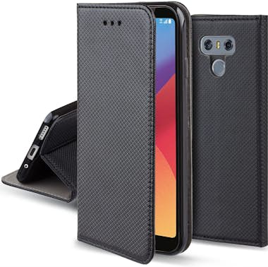 Moozy Funda para LG G6, Negra - Flip Cover Smart Magnéti Moozy Funda para LG G6, Negra - Flip Cover Smart Magnéti