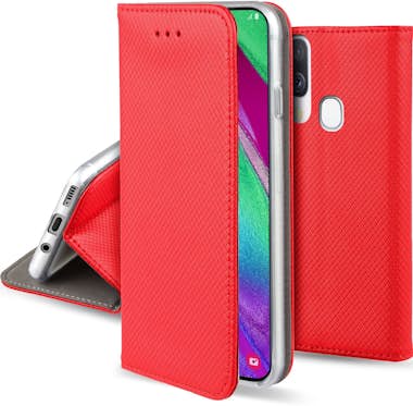 Moozy Funda para Samsung A40, Rojo - Flip Cover Smart Ma Moozy Funda para Samsung A40, Rojo - Flip Cover Smart Ma