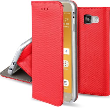 Moozy Funda para Samsung A5 2017, Rojo - Flip Cover Smar Moozy Funda para Samsung A5 2017, Rojo - Flip Cover Smar