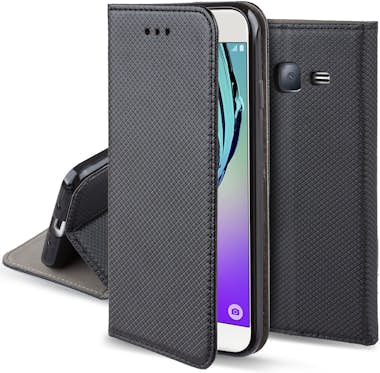 Moozy Funda para Samsung J3 2016, Negra - Flip Cover Sma Moozy Funda para Samsung J3 2016, Negra - Flip Cover Sma