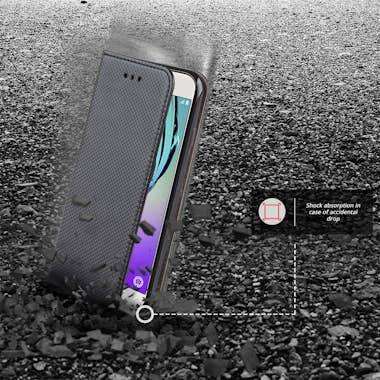 Moozy Funda para Samsung J3 2016, Negra - Flip Cover Sma Moozy Funda para Samsung J3 2016, Negra - Flip Cover Sma