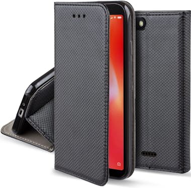 Moozy Funda para Xiaomi Redmi 6A, Negra - Flip Cover Sma Moozy Funda para Xiaomi Redmi 6A, Negra - Flip Cover Sma