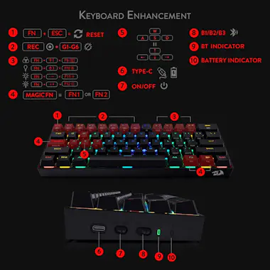 REDRAGON Redragon K530 DRACONIC RGB Teclado Mecanico Gaming REDRAGON Redragon K530 DRACONIC RGB Teclado Mecanico Gaming
