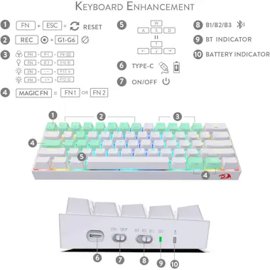 REDRAGON Redragon K530 DRACONIC RGB WHITE Teclado Mecanico REDRAGON Redragon K530 DRACONIC RGB WHITE Teclado Mecanico