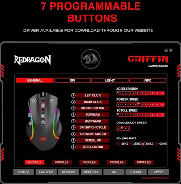 REDRAGON Redragon M607 GRIFFIN RGB Raton Gaming 600-7200 DP REDRAGON Redragon M607 GRIFFIN RGB Raton Gaming 600-7200 DP