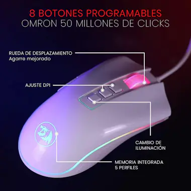 REDRAGON Redragon M711 COBRA WHITE RGB Raton Gaming 100-100 REDRAGON Redragon M711 COBRA WHITE RGB Raton Gaming 100-100