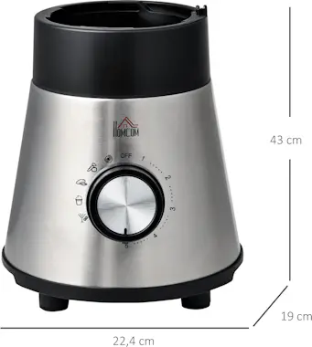 HOMCOM Batidora de Vaso 1000W Jarra de Cristal de 1.5L co HOMCOM Batidora de Vaso 1000W Jarra de Cristal de 1.5L co