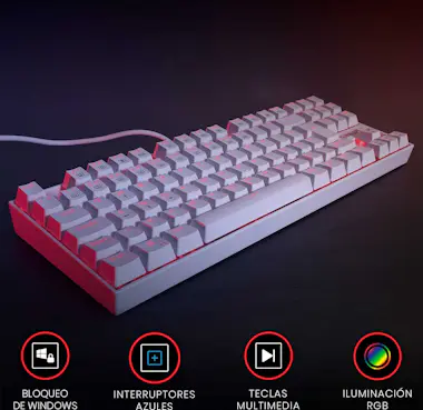 REDRAGON Redragon K552RGB KUMARA WHITE, Teclado TKL Mecánic REDRAGON Redragon K552RGB KUMARA WHITE, Teclado TKL Mecánic