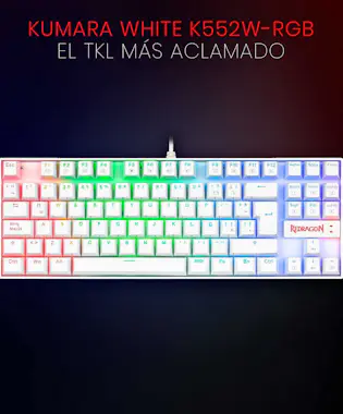 REDRAGON Redragon K552RGB KUMARA WHITE, Teclado TKL Mecánic REDRAGON Redragon K552RGB KUMARA WHITE, Teclado TKL Mecánic