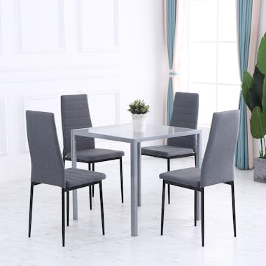 HOMCOM Mesa de Comedor de Cristal Mesa de Cocina Salón Cu HOMCOM Mesa de Comedor de Cristal Mesa de Cocina Salón Cu