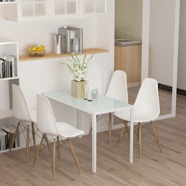 HOMCOM Mesa de Comedor de Cristal Mesa Rectangular para 4 HOMCOM Mesa de Comedor de Cristal Mesa Rectangular para 4
