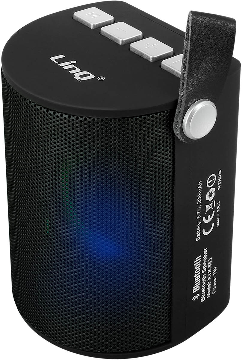 altavoz bluetooth led multicolor radio fm puerto usb micro-sd negro