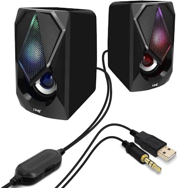 LinQ Altavoces Cable Jack 3,5mm + USB 3W x 2 LED RVB Bo
