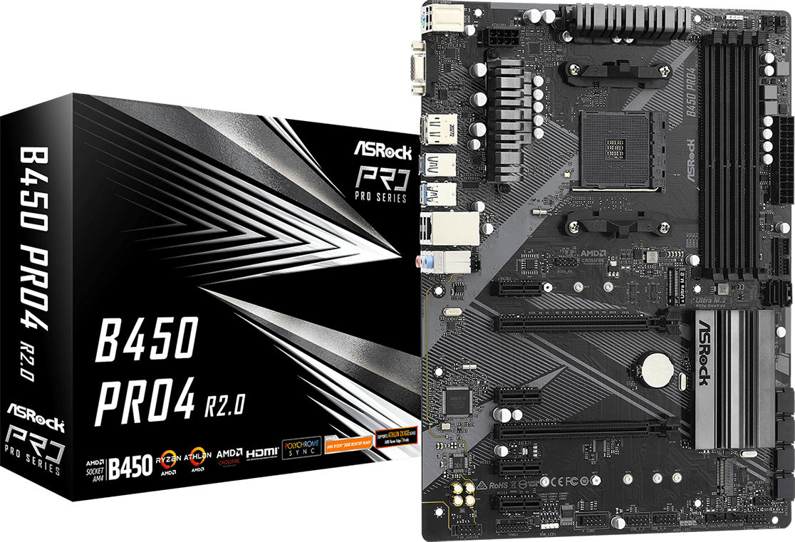 asrock b450 pro4 r20 amd b450 zocalo am4 atx